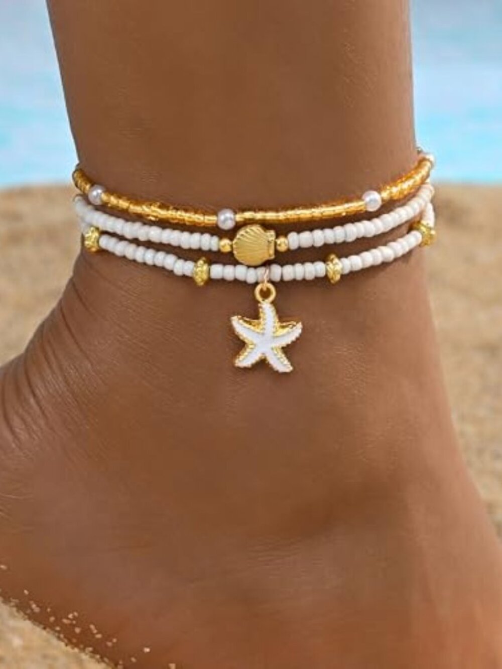 New - Gold Ankle Bracelets for Women, 14k Gold Plated‎ Waterproof Cuban Link